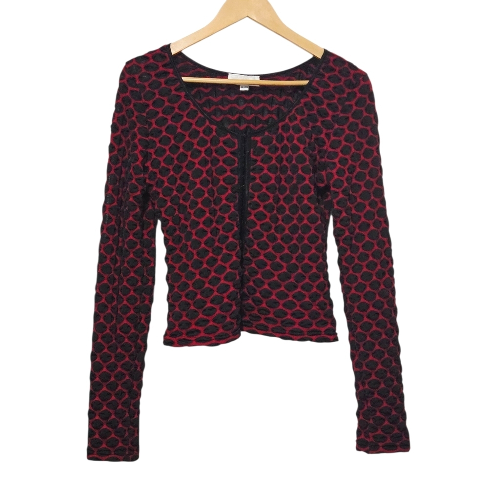 X:S Clothing Textured Stylish Stretchy Red and Black Women Top XL
